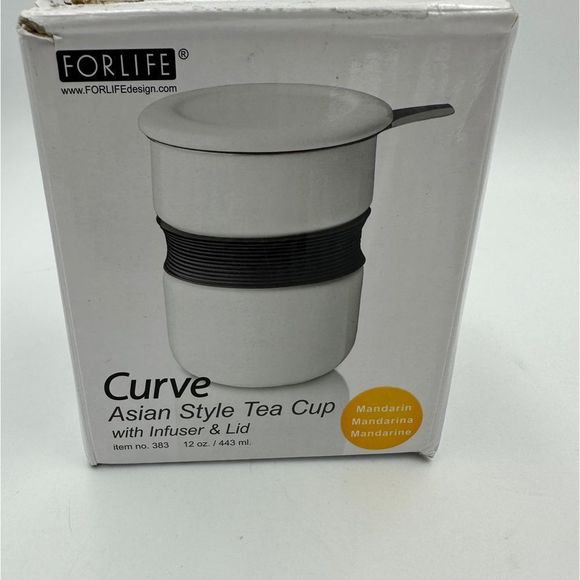 NIB!! FORLIFE Curve Asian Style Tea Cup with Infuser and Lid 12 ounces, Mandarin - Picture 5 of 12